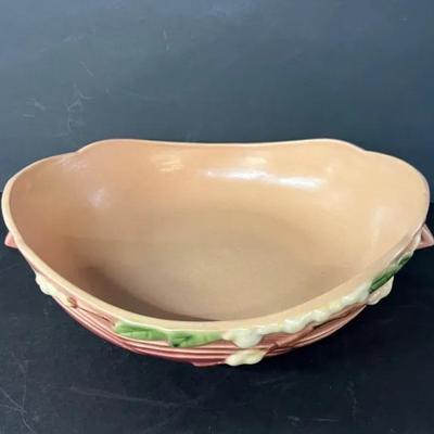 1947 Roseville Dusty Rose Snowberry Console Bowl 18L-8