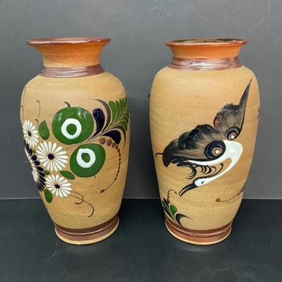 Vintage Tonala Tacat Mexican Folk Art Sandstone Pottery Vase