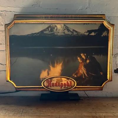 Vintage Plastic Cover Hudepohl Lighted Beer Sign, 1959