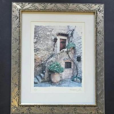 1997, Embossed Metallic Framed Art Print "Eze" By Maureen Love