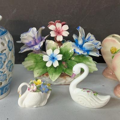Vintage Capodimonte Handcrafted Porcelain Flower Basket And More
