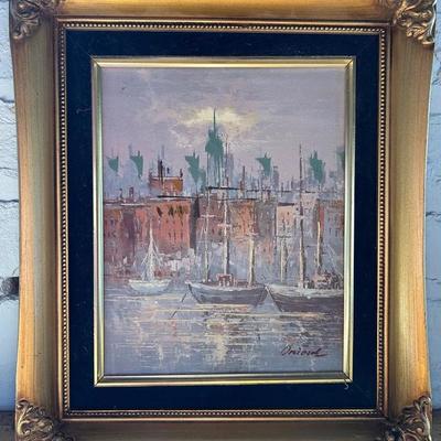 Andres Orpinas Oil Painting Of Modern Harbor Scene