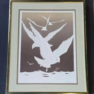 Warren Woodward Embossed "White Wings" Serigraph Signed, 127/500