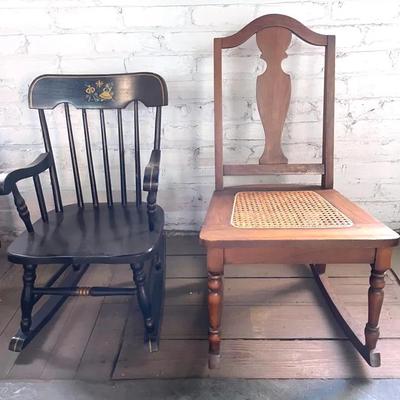 Two Child Sized Vintage Rocking Chairs 