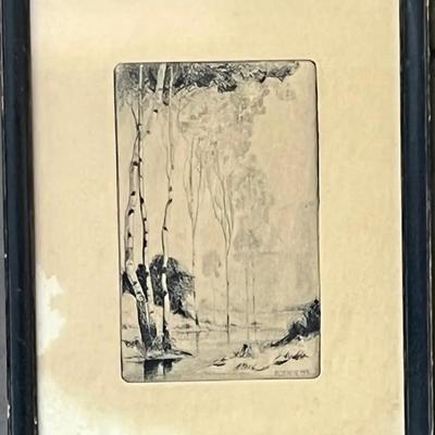 A. Thieme Etching of Birches by Stream