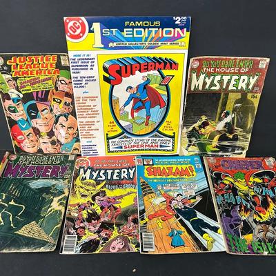 Vintage DC Comics With Batman, Super Man And More