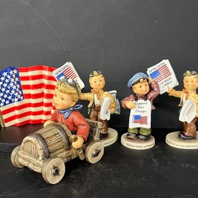Hummel Figurines in Boxes (4) Plus Flag Figurine