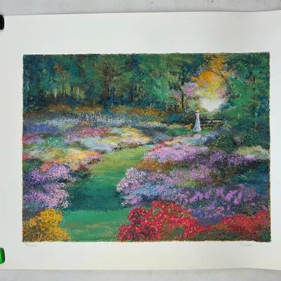 Clark Lithograph Of A Pointalist Landscape 