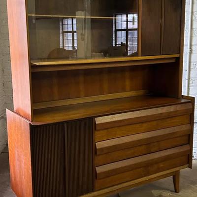 Lane Mid Century Modern Walnut First Edition Buffet And Hutch