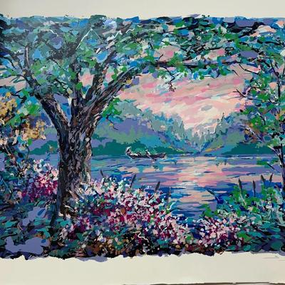 S Bloom Serigraph Of An Abstracted Landscape 