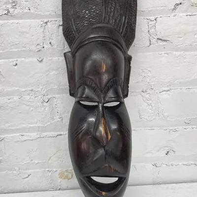 Vintage African Ebony Wood Carved Mask
