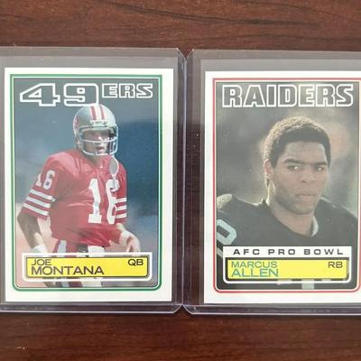 1983 Topps Football Cards. Joe Montana / Marcus Allen Rookie Card