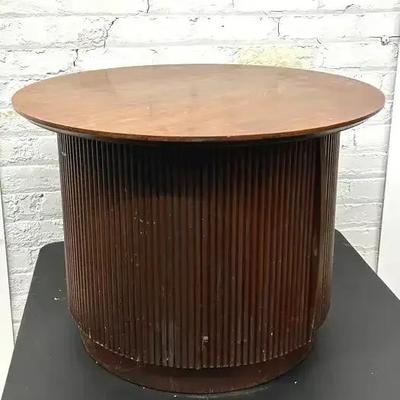 Lane First Edition Mid Century Modern Walnut Barrel End Table 