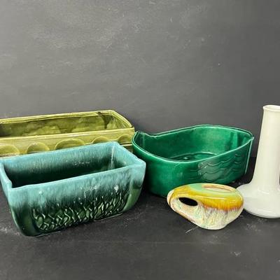 Vintage Pottery with Planters and Hall Bud Vase