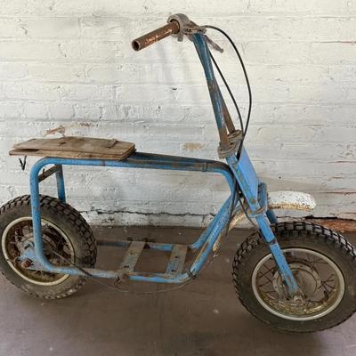 Vintage Mini Bike Frame For Parts, Blue, Likely 1960s Or 70s 