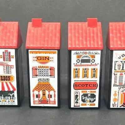 Wheaton Nuline Village Liquor Bottle Decanter Set Of 4