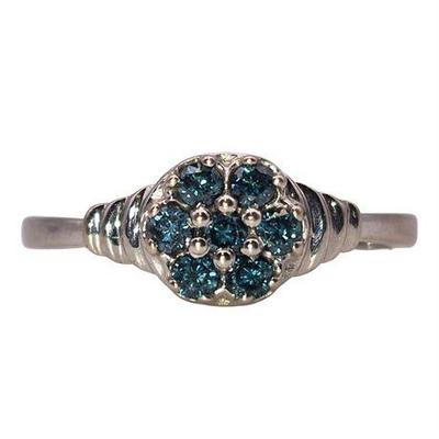 14K White Gold Blue Diamond Ring