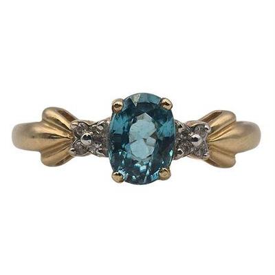 10K Yellow Gold Topaz & Diamond Ring