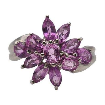 14K White Gold Pink Sapphire Ring