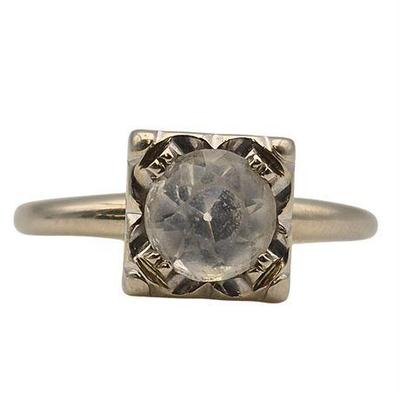 14K White Gold White Sapphire Ring
