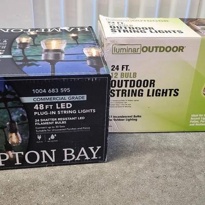 Outdoor String Lights - 24 Ft - 48 Ft LED/Incandescent Bulbs