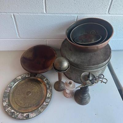 Wood, Brass Bowls & More