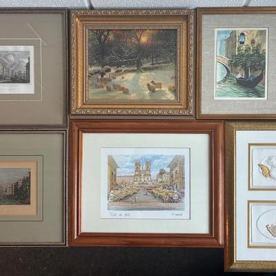 Variety of Artworks Featuring Two Engraved Prints with Hand Color and More