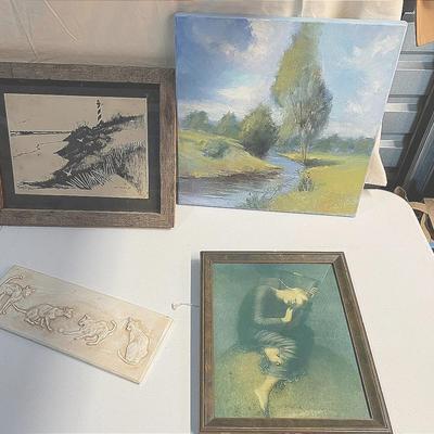 Original Art Set- Oil Painting, Ceramic, Print & Photograph