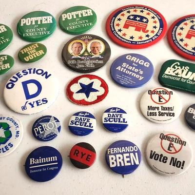 Vintage Buttons/Pins/Patches - Political And Military