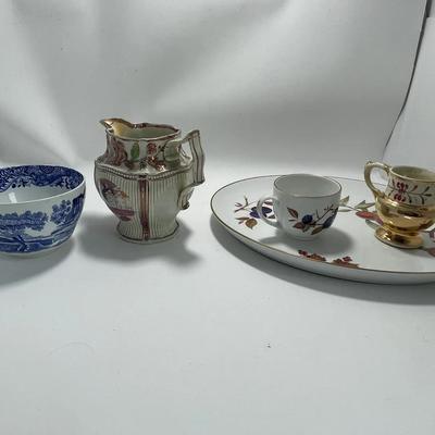 Decorative Ceramics- Tea Tray, Teacup, Vintage Pitcher 19th Century