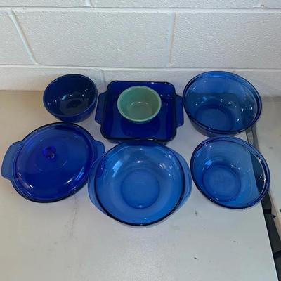 Blue Glass & Stoneware