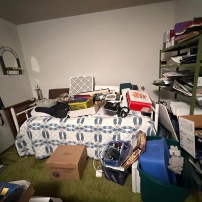 Twin bed with white iron frame