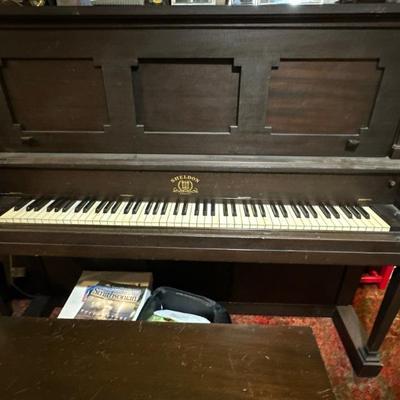 Sheldon upright piano with bench