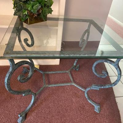 Glass wrought iron coffee table