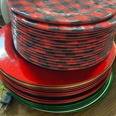 Chargers and plaid plastic plates