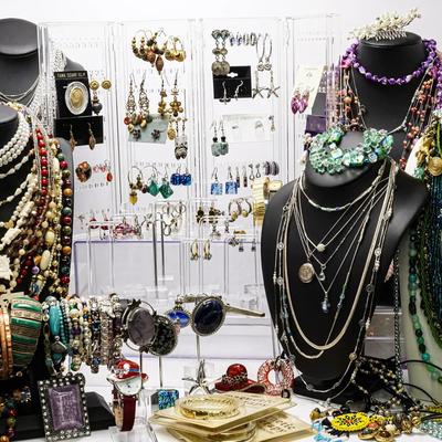 Silver Tone & Beaded Costume Jewelry: Earrings, Necklaces, Bracelets