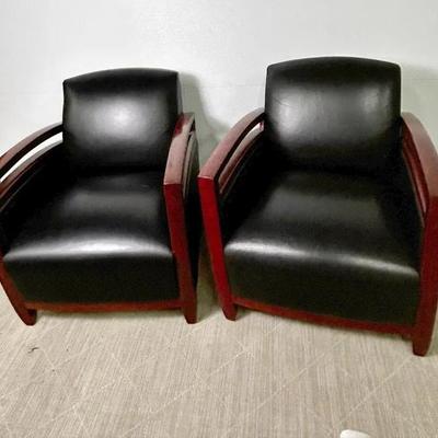 David Edwards Leather Lounge Chairs -27x31x32”