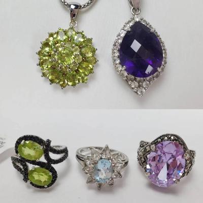 Sterling Silver Peridot, Topaz, Spinel Rings, Pendants & Necklaces