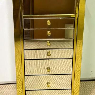 Mirrored Floor Standing Jewelry Chest - 20x14x40”