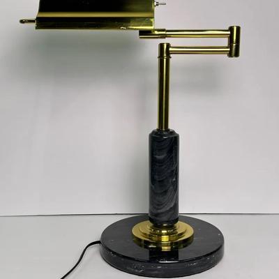 Electrix Marble & Brass Desk Lamp - 18” Tall