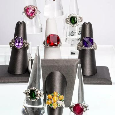 Sterling Silver Semi-Precious Stone Rings