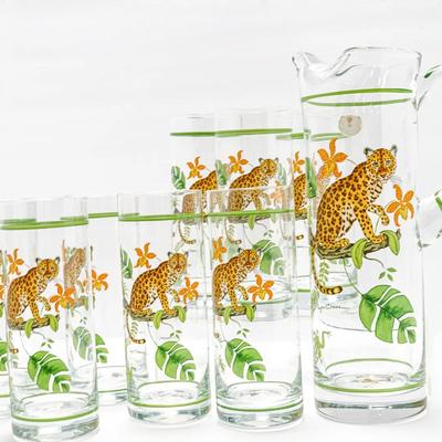 Lynn Chase Jaguar Iced Tea Set: Pitcher 12” Tall & Tumblers 7” Tall