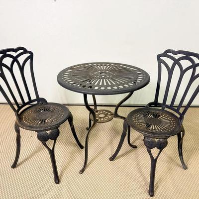 Cast Iron Patio Table & 2 Chairs 