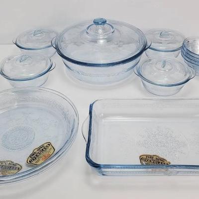 Unused Fire King Sapphire Blue Oven Ware In Original Box - Anchor Hocking