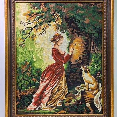 Completed Needlepoint “Lady In The Woods”