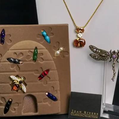 Signed Joan Rivers & Nolan Miller Jewelry: Interchangeable Bee Brooch Set, More