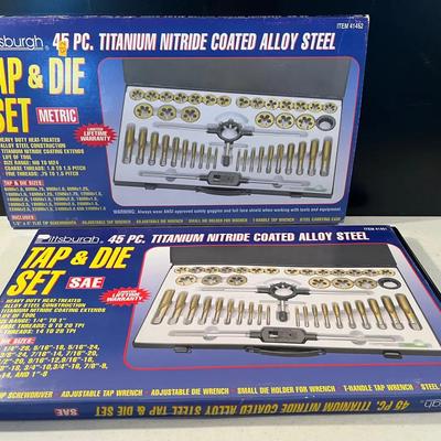2 Pittsburgh 45-Piece Titanium Nitride Coated Alloy Steel Tap & Die Sets