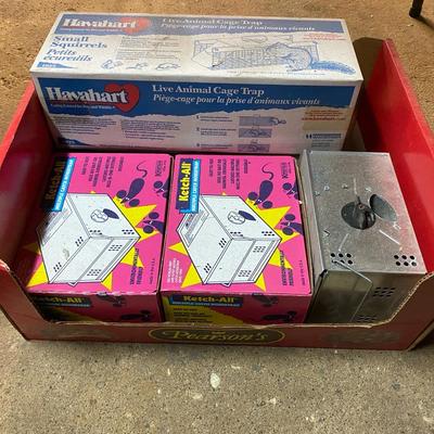 2 New In Box Hawahart Squirrel Traps & 3 New In Box Ketch-All Mouse Traps