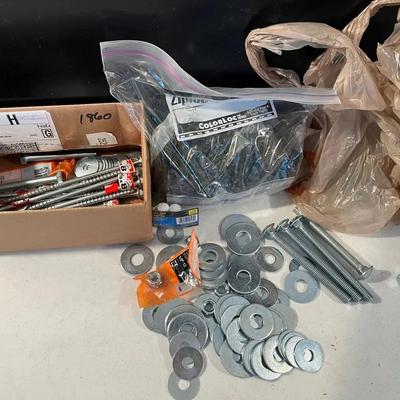 Assortment of New Fasteners, Threaded Rods, Nuts & Washers