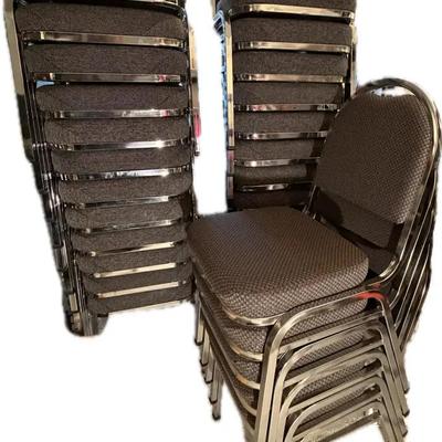 30 Gray Upholstered Stackable Banquet Chair with a Chrome Metal Frame